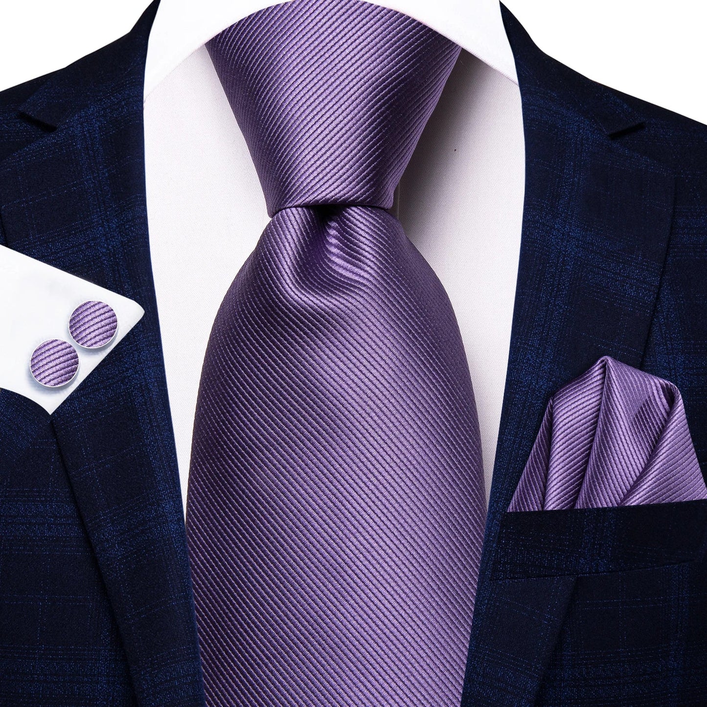 Funki Findz | Neckties | Men's Purple Silk Wedding 3Pcs Tie Set