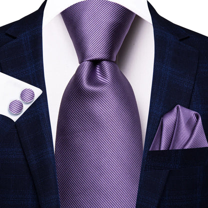 Funki Findz | Neckties | Men's Purple Silk Wedding 3Pcs Tie Set