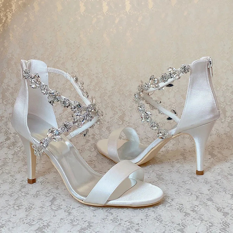 Funki Findz | Shoes | Women's Crystal Satin Wedding Sandals