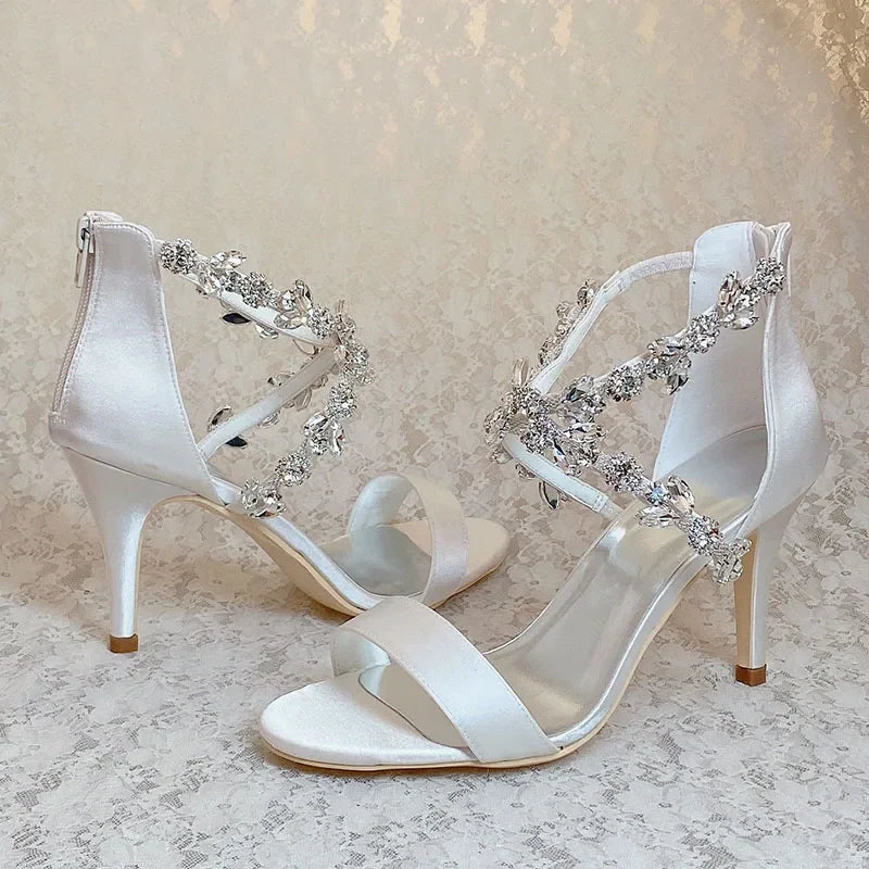 Funki Findz | Shoes | Women's Crystal Satin Wedding Sandals