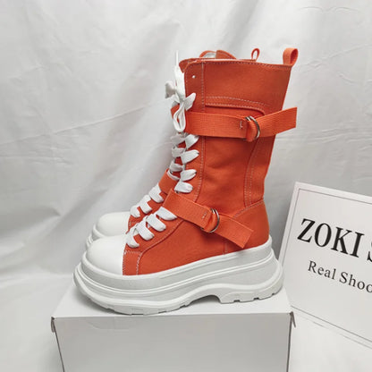 Funki Findz | Boots | Women's Canvas Chunky Platform Boots