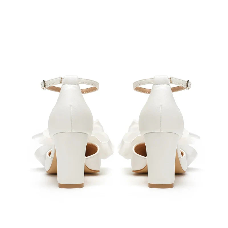 Funki Findz | Shoes | Women's Satin Bow Wedding Block Heels