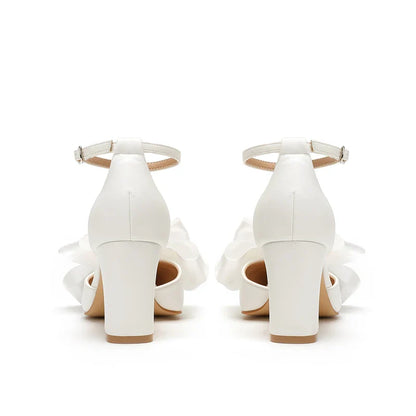 Funki Findz | Shoes | Women's Satin Bow Wedding Block Heels