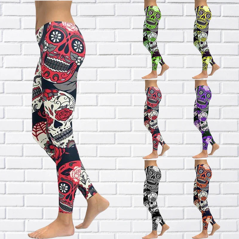 Funki Findz | Pants | Women's Yoga Pants | Skull Print Leggings