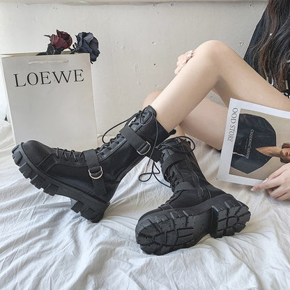 Funki Findz | Boots | Women's Lace-Up Combat Boots Biker Boot