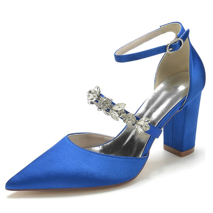 Funki Findz | Shoes | Women's Satin Crystal Block Heeled Shoes