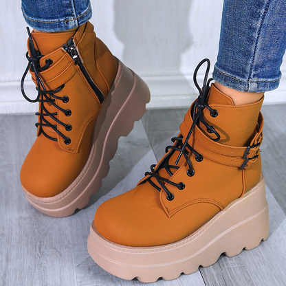 Funki Findz | Boots | Women's High Platform Buckle Ankle Boots