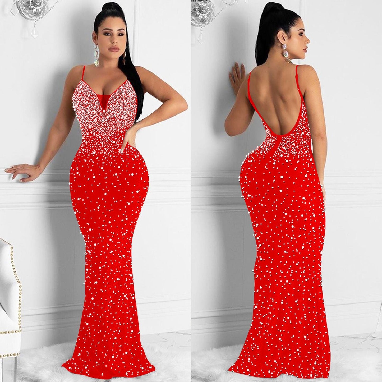 Funki Findz | Dresses | Women's Beaded Pearl Bodycon Dress