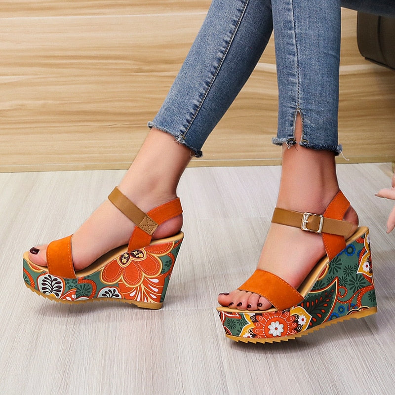 Funki Findz | Shoes | Women's Floral Platform Wedge Sandals