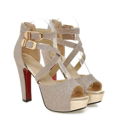 Funki Findz | Shoes | Women's Gold Glitter Platform Sandals