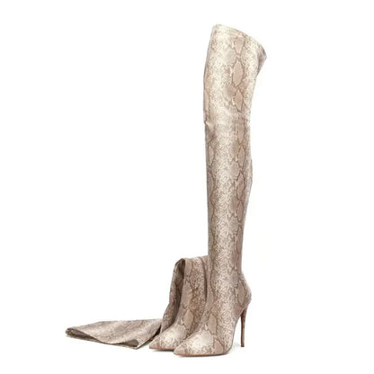Funki Findz | Boots | Women's Snake Print Cloth Long Boots