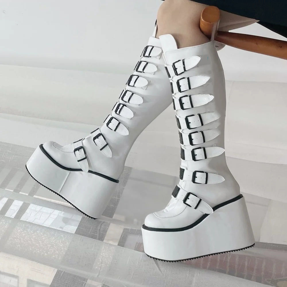 Funki Findz | Boots | Women's Metal Buckle Platform Y2K Wedge