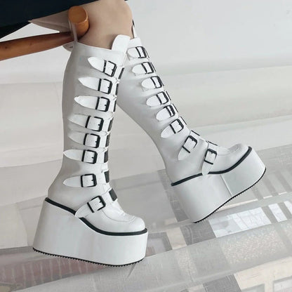 Funki Findz | Boots | Women's Metal Buckle Platform Y2K Wedge