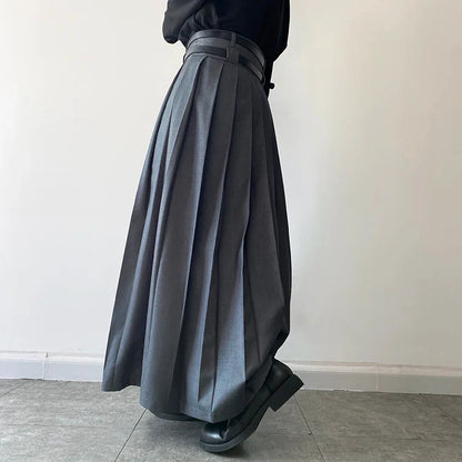 Funki Findz | Skirts | Men's Japanese High Waist Long Pleat Skirt