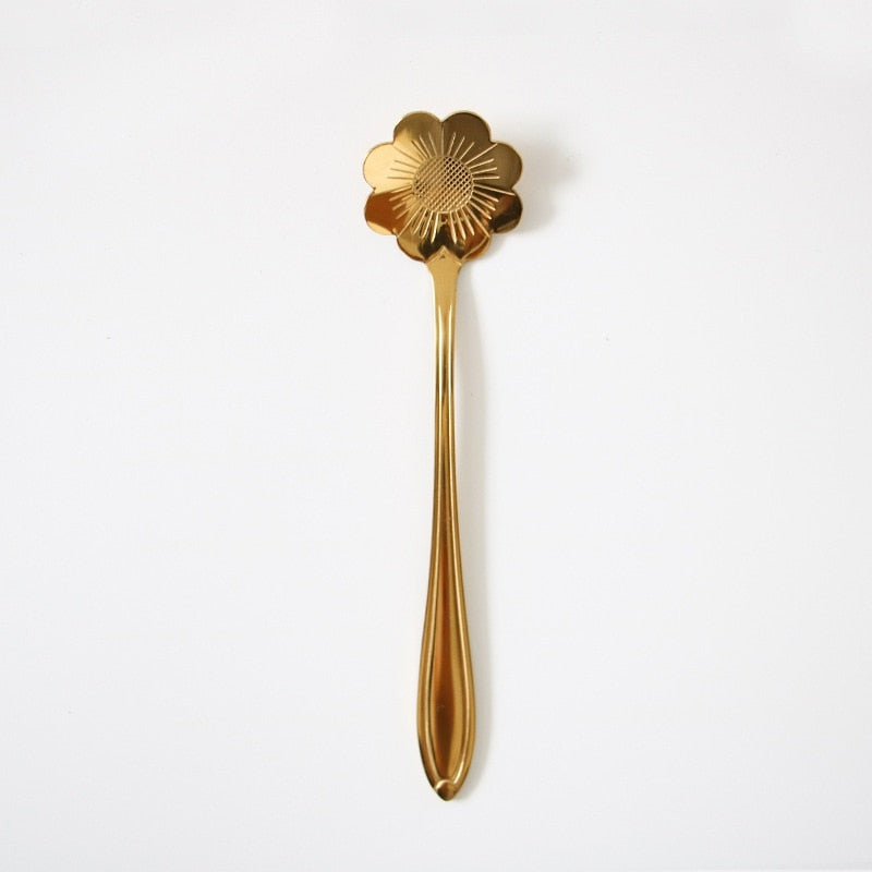 Funki Findz | Spoons | Vintage Gold Flower Coffee Spoons 8 Pcs