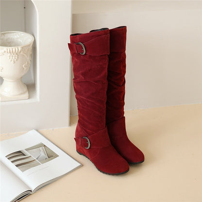 Funki Findz | Boots | Women's Mid-Calf Suede Wedge Boot