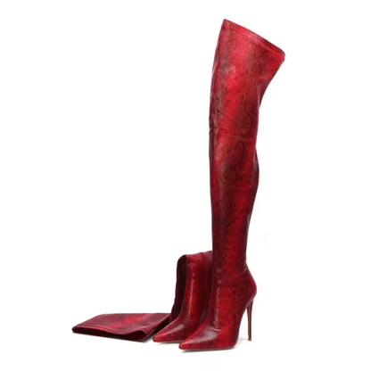 Funki Findz | Boots | Women's Snake Print Cloth Long Boots