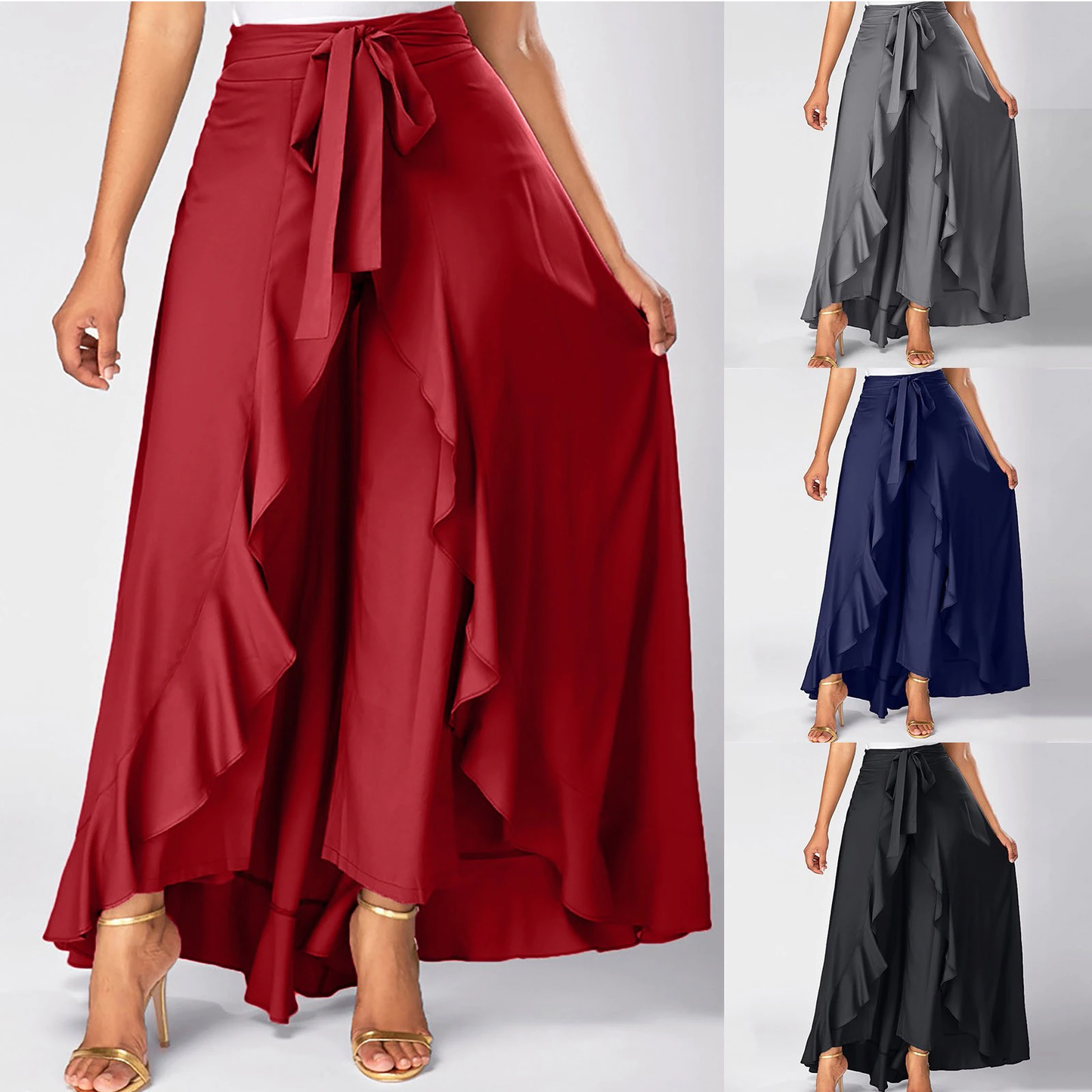 Funki Findz | Skirts | Women's Elegant Long Ruffled Skirt Pants
