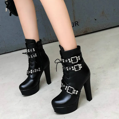Funki Findz | Boots | Women's Buckle Strap Platform Ankle Boots