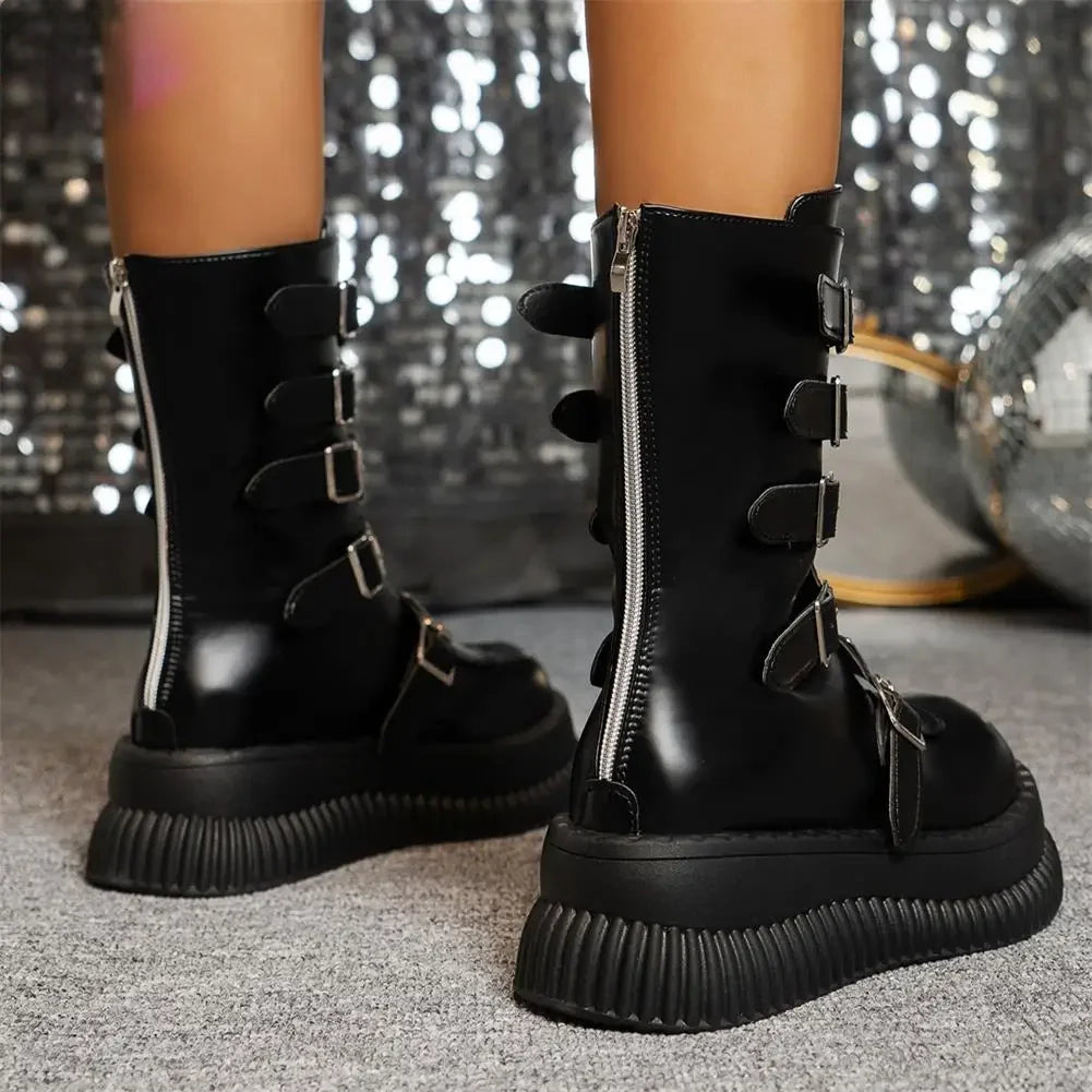 Funki Findz | Boots | Women's Gothic Mid-Calf Platform Boots