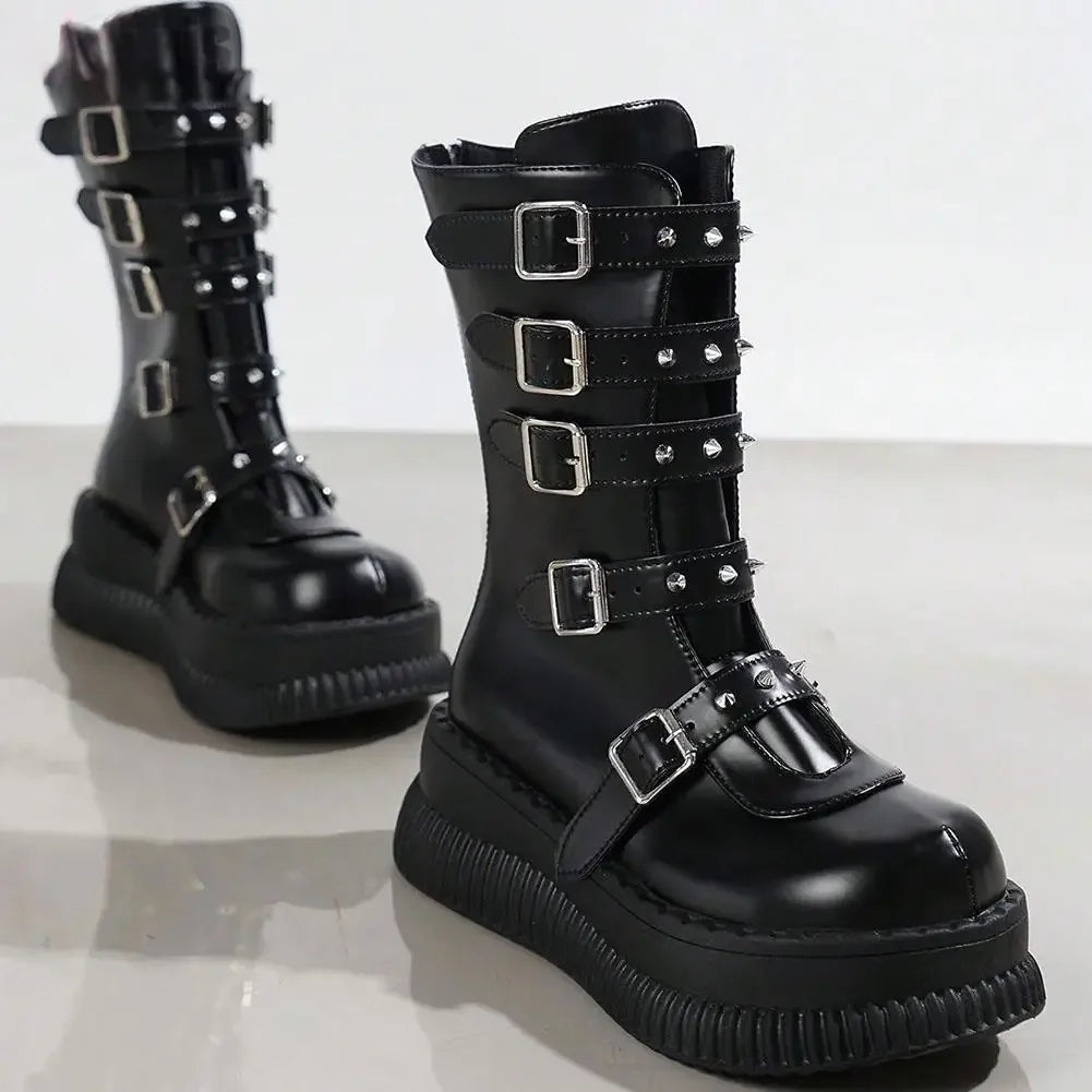Funki Findz | Boots | Women's Gothic Mid-Calf Platform Boots