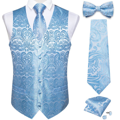 Funki Findz | Vests | Men's Formal 5 Pcs Silk Waistcoat Tie Sets