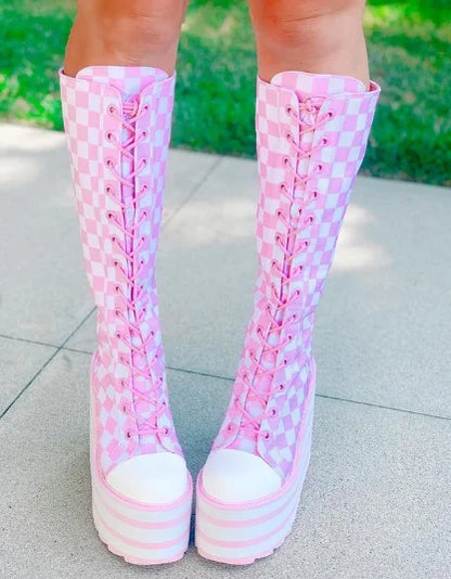 Funki Findz | Boots | Women's Canvas Platform Wedge Sneakers