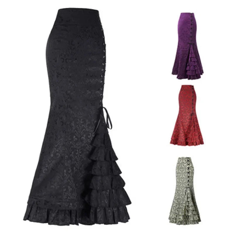 Funki Findz | Skirts | Women's Gothic Vintage Ruffled Long Skirts