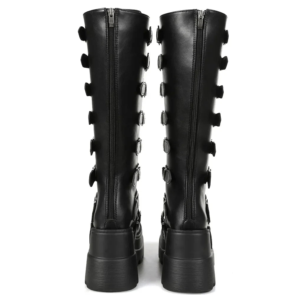 Funki Findz | Boots | Women's Punk Goth Multi Buckle Boots
