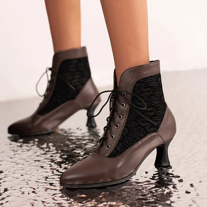 Funki Findz | Boots | Women's Kitten Heel Victorian Granny Boot