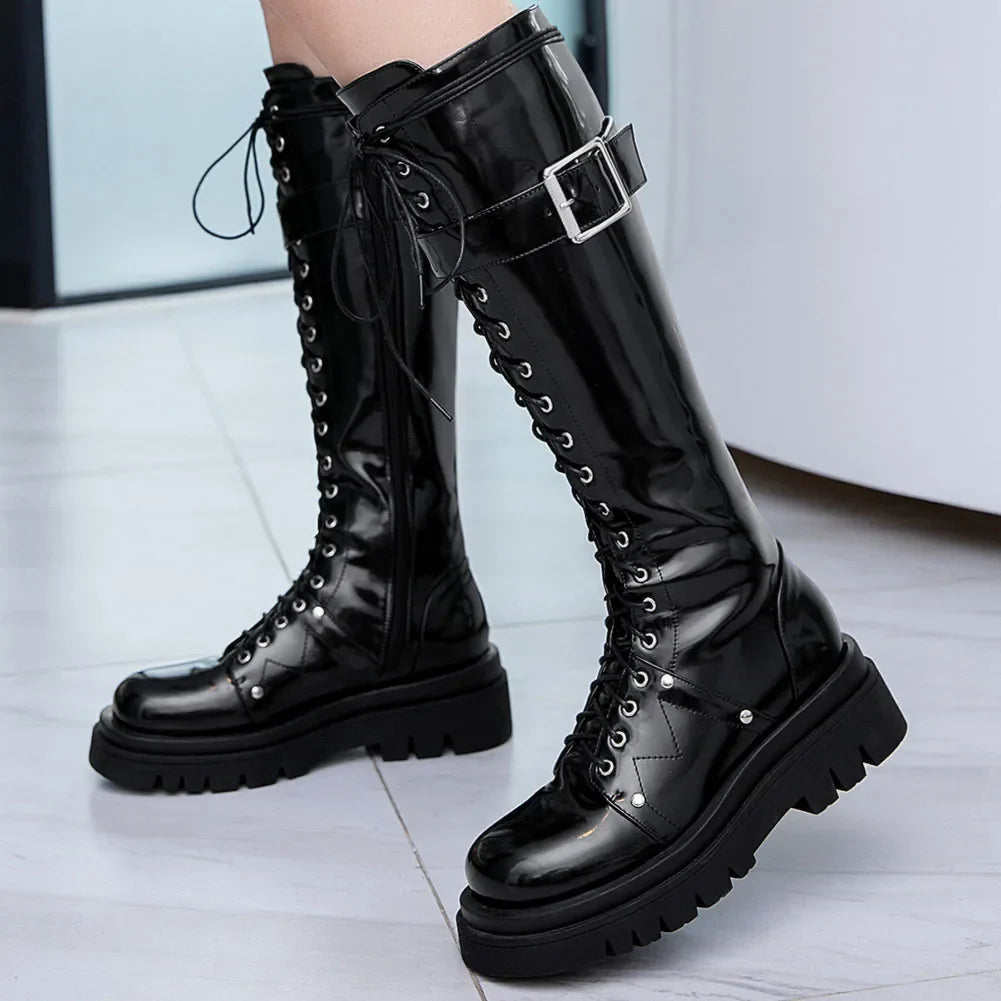 Funki Findz | Boots | Women's Gothic Big Buckle Knee High Boot