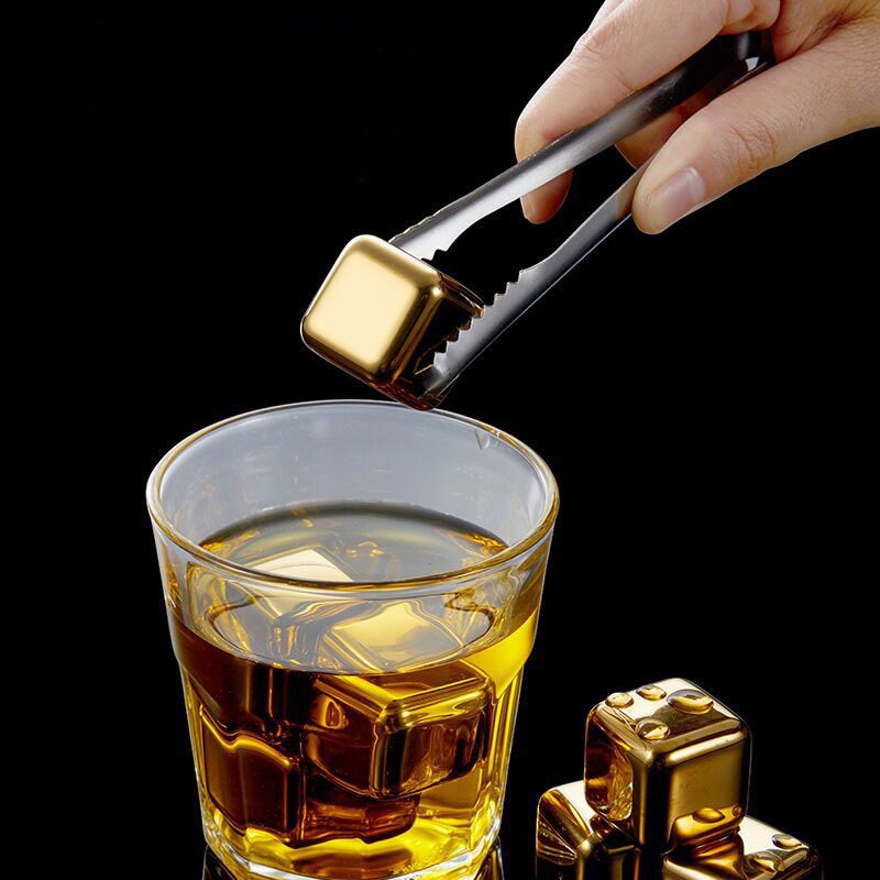 Funki Findz | Whisky Stones | Gold Stainless Steel Ice Cube Sets