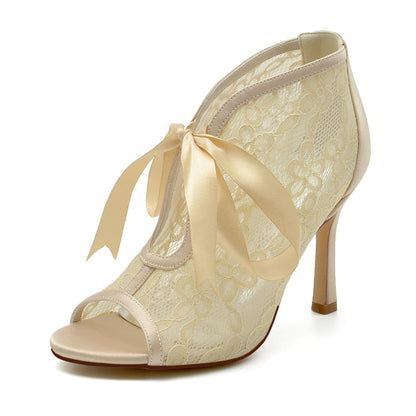 Funki Findz | Shoes | Women's Floral Lace Satin Tie Bridal Shoes