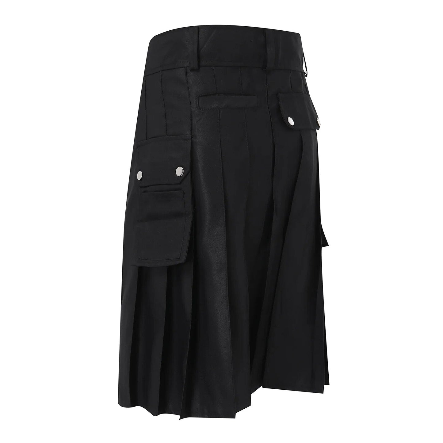 Funki Findz | Skirts | Men's Black Pleated Gothic Kilt | Cargo Skirt