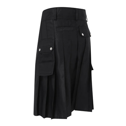 Funki Findz | Skirts | Men's Black Pleated Gothic Kilt | Cargo Skirt