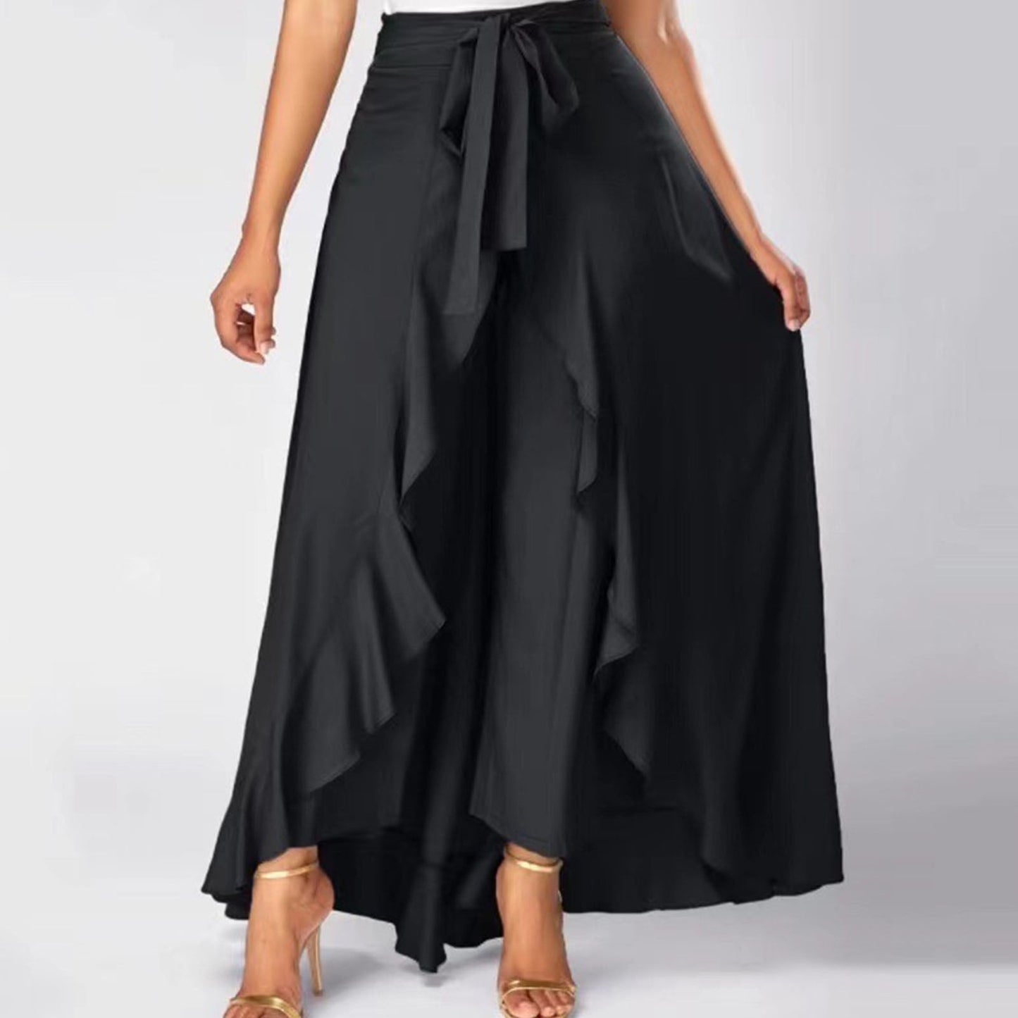 Funki Findz | Skirts | Women's Elegant Long Ruffled Skirt Pants