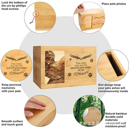 Funki Findz | Cremation Urns | Pet Wooden Ashes Box Photo Urn