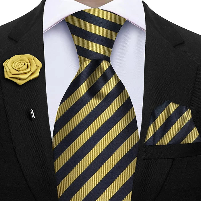 Funki Findz | Neckties | Mens 3Pcs Tie Set | Tie Hanky Corsage
