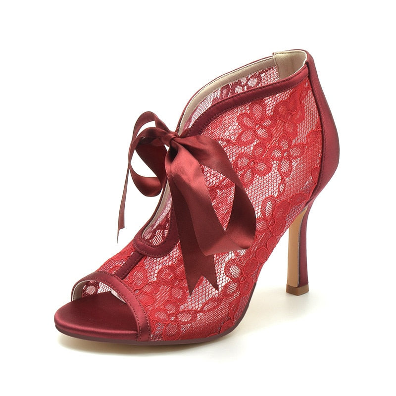 Funki Findz | Shoes | Women's Floral Lace Satin Tie Bridal Shoes