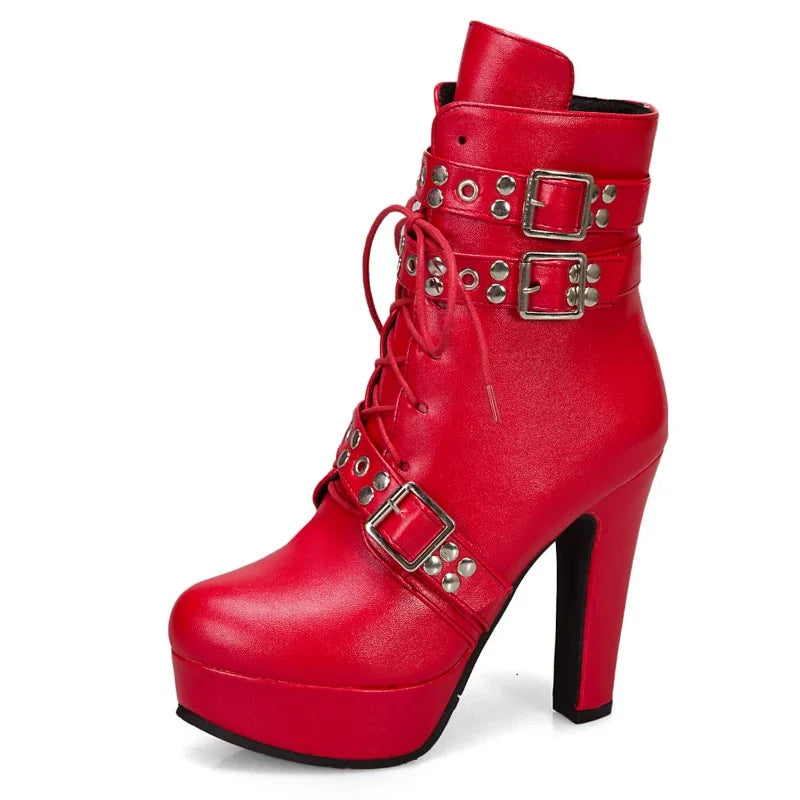 Funki Findz | Boots | Women's Buckle Strap Platform Ankle Boots