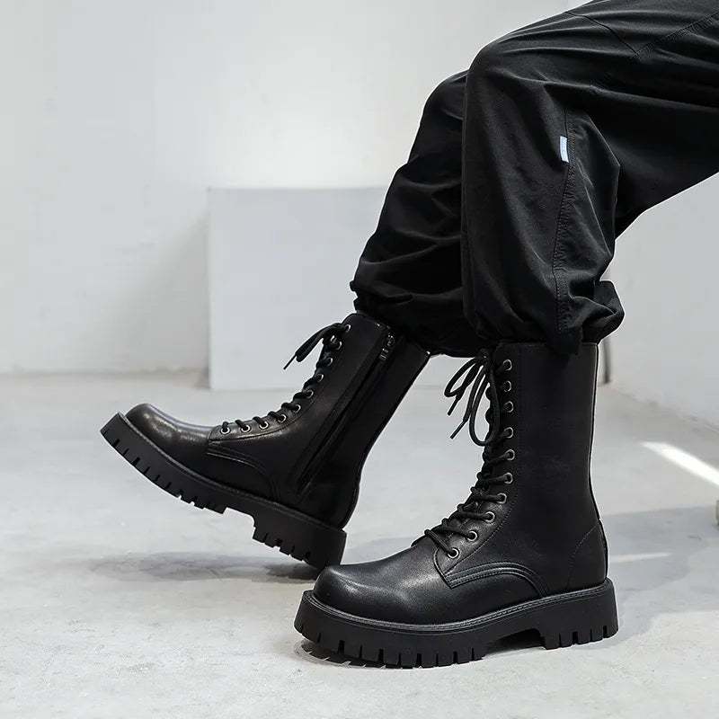 Funki Findz | Boots | Men's Lace Up Mid-Calf Biker Boots