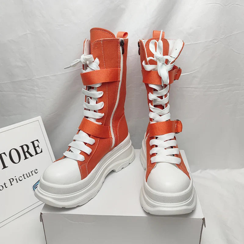 Funki Findz | Boots | Women's Canvas Chunky Platform Boots