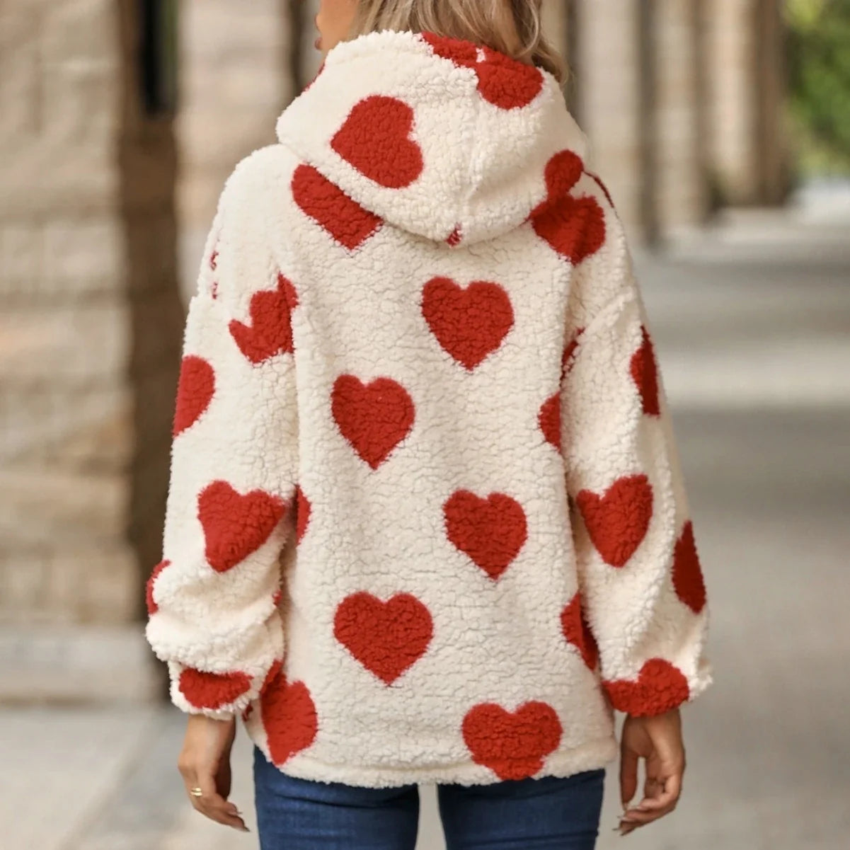 Funki Findz | Sweaters | Women's Fuzzy Heart Pocketed Hoodie