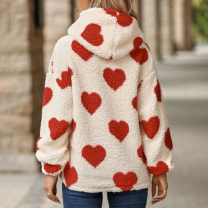 Funki Findz | Sweaters | Women's Fuzzy Heart Pocketed Hoodie
