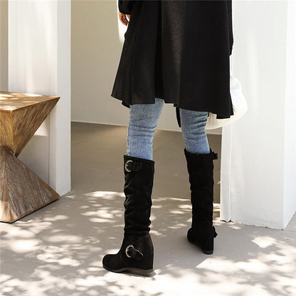 Funki Findz | Boots | Women's Mid-Calf Suede Wedge Boot