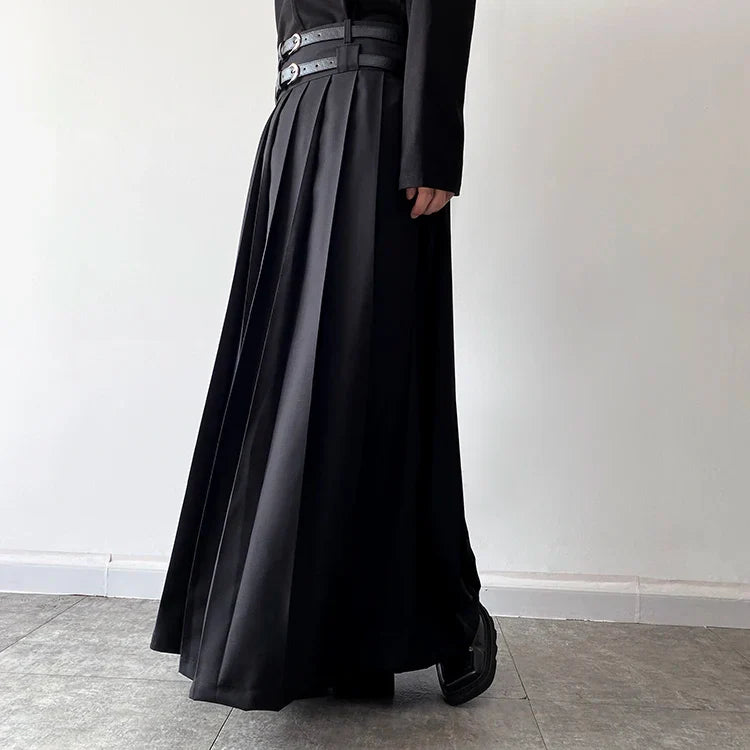 Funki Findz | Skirts | Men's Japanese High Waist Long Pleat Skirt