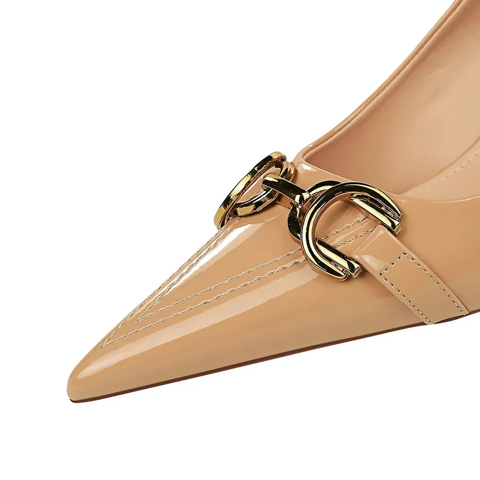 Funki Findz | Shoes | Women's Patent Leather Buckle Toe Pumps
