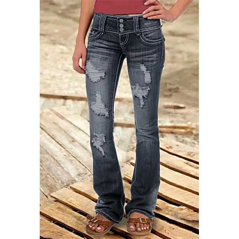 Funki Findz | Pants | Women's Ripped Low Rise Bootcut Jeans