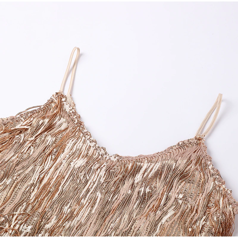 Funki Findz | Dresses | Women's Sequin Feather Fringe Dress