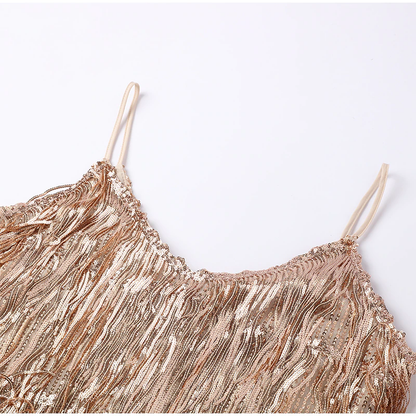 Funki Findz | Dresses | Women's Sequin Feather Fringe Dress